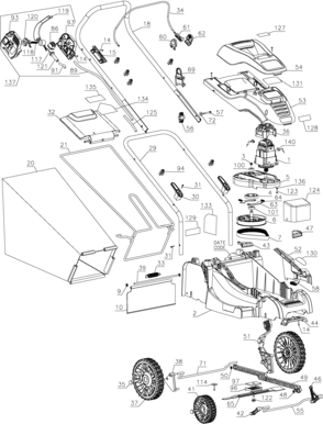 Page A Diagram and Parts List for EM1700 3 Black and Decker Lawn Mower